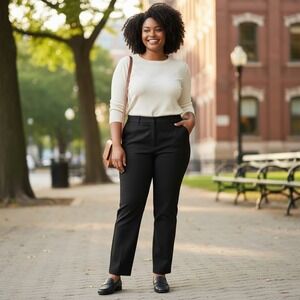 Rafaella Curvy Straight Leg Pants 16 Black NEW Contoured Waist RSBS6339